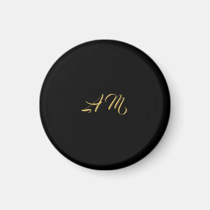 Aimant Couleurs d'or noir Monogramme Calligraphie initial