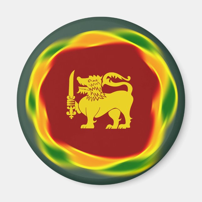 Aimant Couleurs du drapeau du Sri Lanka et Lion jaune Sin (Devant)