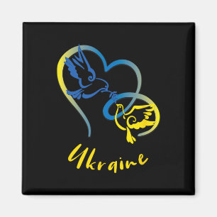 Aimant Couleurs du drapeau ukrainien Colombes de la paix