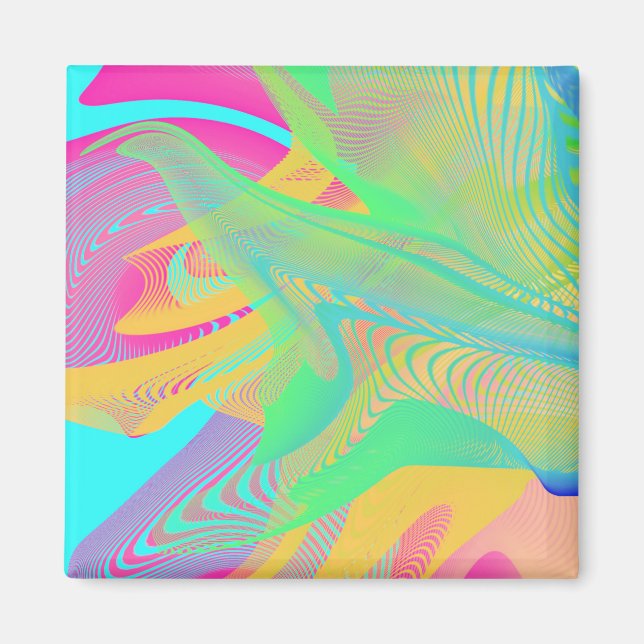 Aimant COULEURS FLUO - Art Fractal - (Devant)