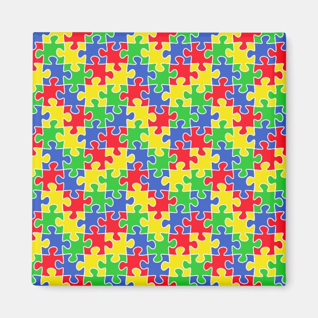 Aimant Couleurs primaires lumineuses Jigsaw Puzzle Pièces (Devant)