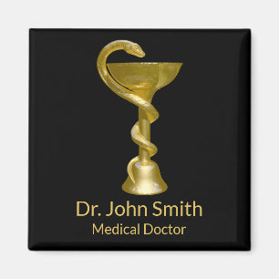 Aimant Couleuvre Médicale classique Hygieia Gold Caduceus