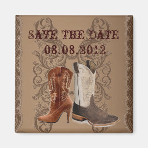 Aimant Country Cowboy Boots Western Wedding enregistrer l
