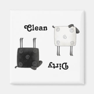 Aimant Country Sheep Clean Dirty Carré Lave-vaisselle Mag