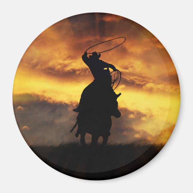 Aimant Country Western Cowboy Roping Du Cheval (Devant)