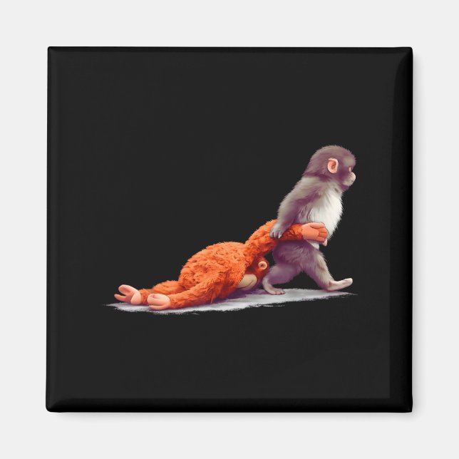 Aimant Coup de singe bébé graphique petit coup grand amou (Devant)