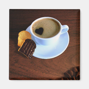 Aimant Coupe de café avec mousse en forme de coeur