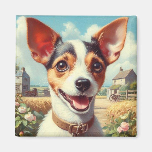 Aimant Coupe Toy Fox Terrier Peinture (Devant)