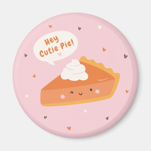 Aimant Couper le morceau de tarte avec le texte "Hey Cuti (Devant)