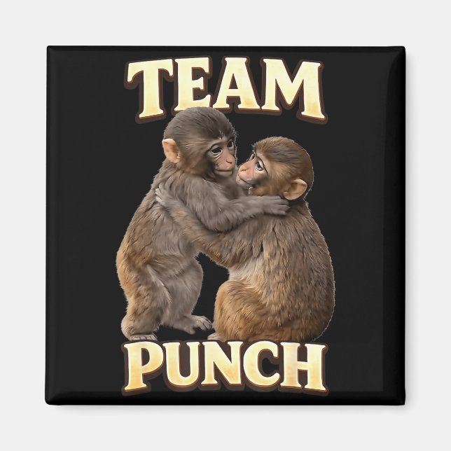 Aimant Couple de bébés singes équipe Punch avec un nouvel (Devant)