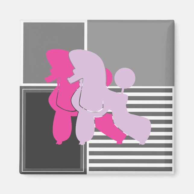 Aimant Couple de caniches moderne et abstrait (Devant)
