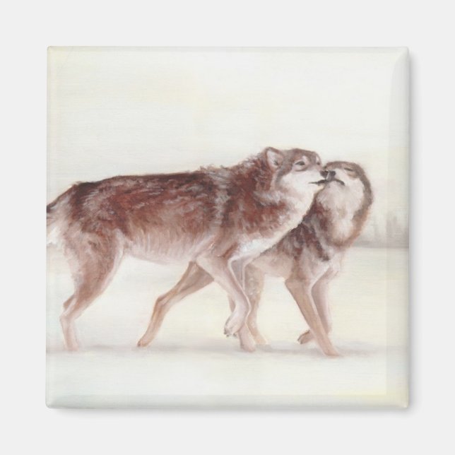 Aimant Couple de loup marchant (Devant)