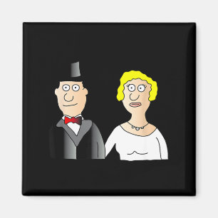 Aimant Couple de mariés drôle marié et mariée dessin anim