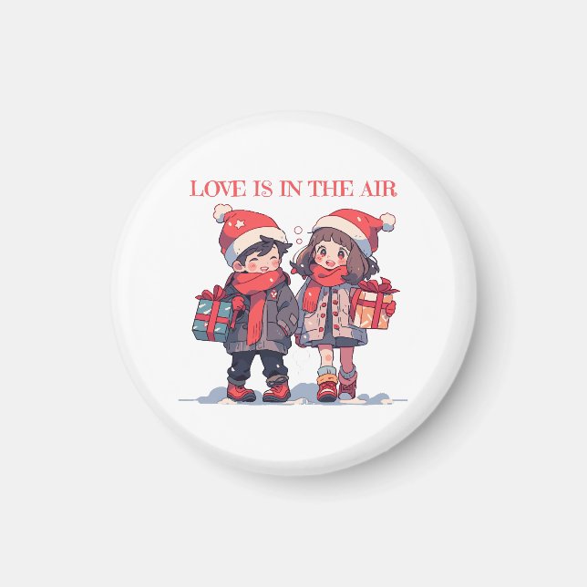 Aimant Couple de Noël - L'amour est dans l'air (Devant)
