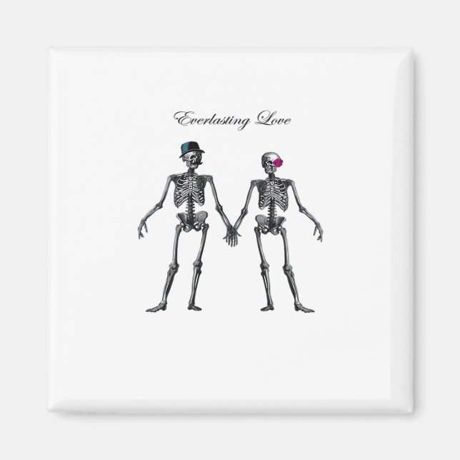 Aimant Couple de squelettes gothiques (Vieux Rose) Classi (Devant)
