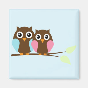 Aimant Couple d'hibou sur une branche