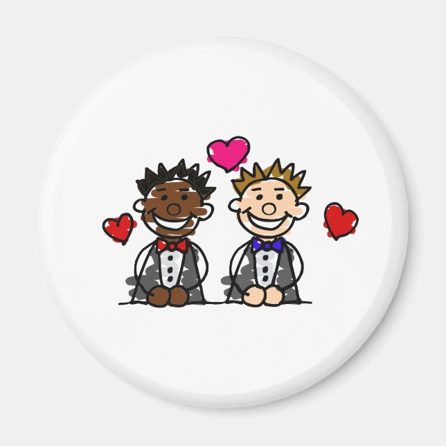 Aimant Couple gay bi-racial (Devant)