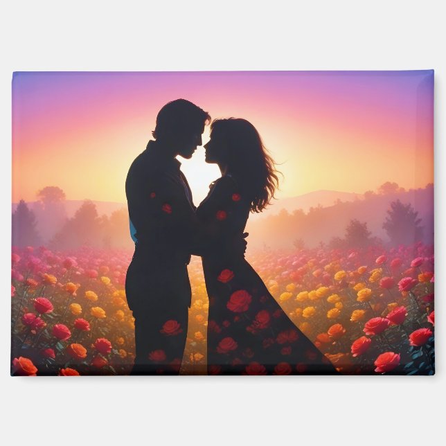 Aimant Couple Love Romantique Sunset Mariage Silhouette (Recto)