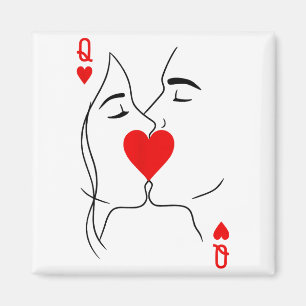 Aimant Couple romantique embrassant la reine de cœur en j