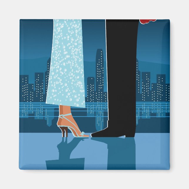 Aimant Couple romantique en ville (Devant)