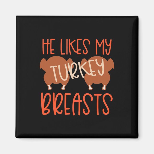 Aimant Couples De Thanksgiving Turquie Breast Elle Aime M (Devant)