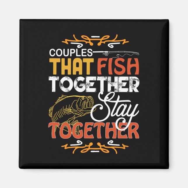 Aimant Couples qui pêchent ensemble Ensembles de pêche po (Devant)