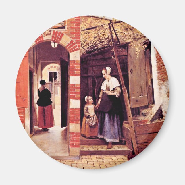 Aimant Cour D'Une Maison À Delft Par Hooch Pieter De ( (Devant)