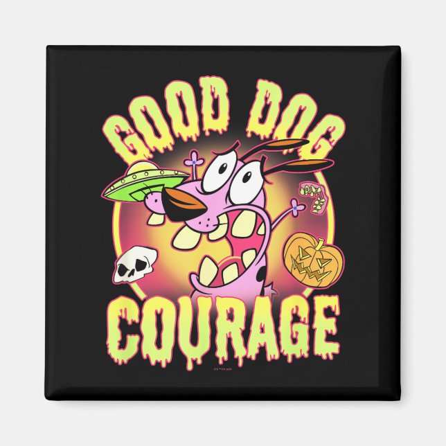 Aimant Courage Le Chien Timide Halloween Bon Chien (Devant)