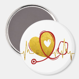 Aimant Courbe de cœur avec stethoscope médical 1