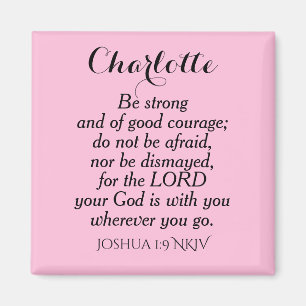 Aimant Courbe rose clair Verse Bible Nom personnalisé Sim