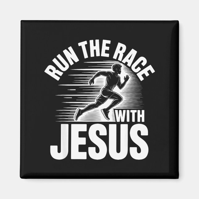 Aimant Coure la course avec Jésus citation motivationnell (Devant)