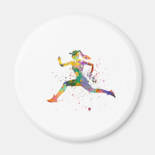 Aimant Coureur féminine en aquarelle