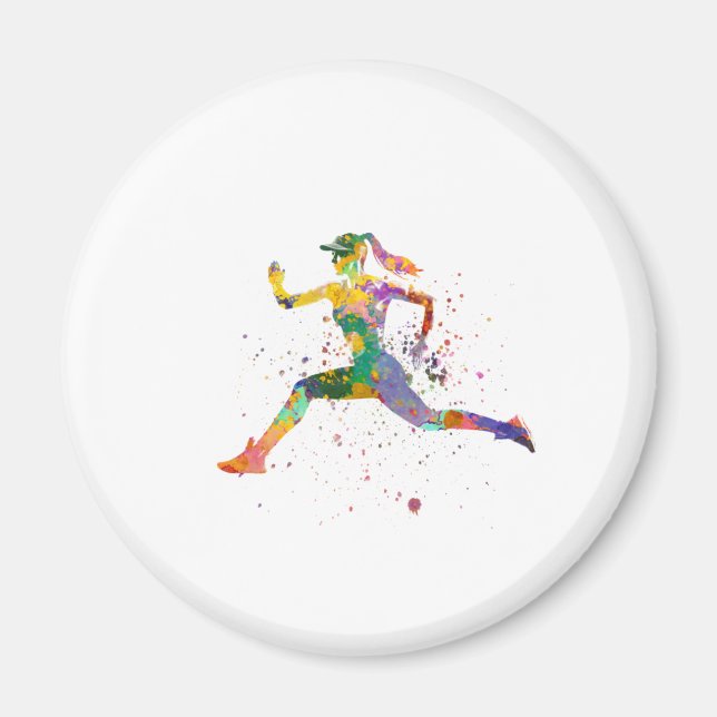 Aimant Coureur féminine en aquarelle (Devant)