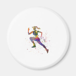 Aimant Coureur féminine en aquarelle