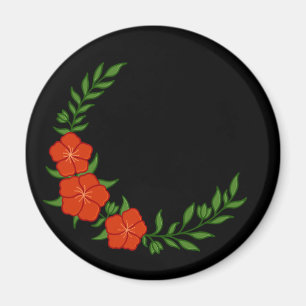Aimant Couronne croissante magnifique de fleurs rouges