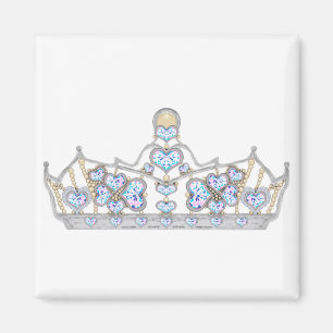 Aimant couronne d'argent diamants de coeur mode brillante