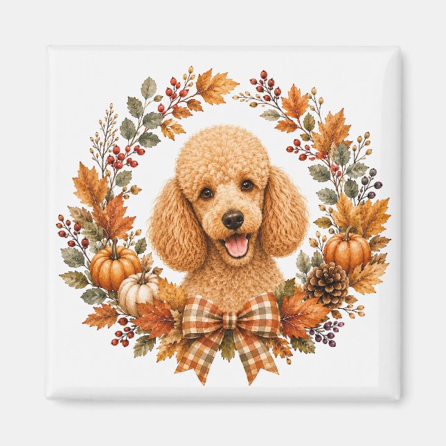 Aimant Couronne d'automne de caniche (Devant)