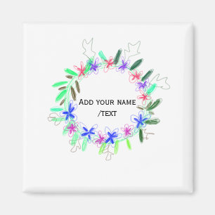 Aimant couronne de guirlande colorée Noël waadd nom texte