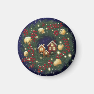 Aimant Couronne de Noël avec branches de pin