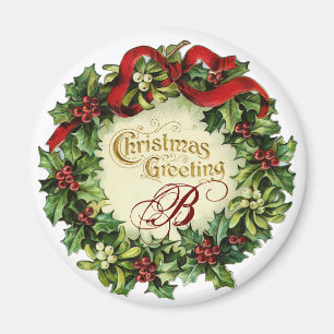 AIMANT COURONNE DE NOËL AVEC DES GUIS ET DES BAIES DE