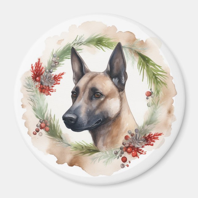 Aimant Couronne de Noël festive de Malinoi belge  (Devant)