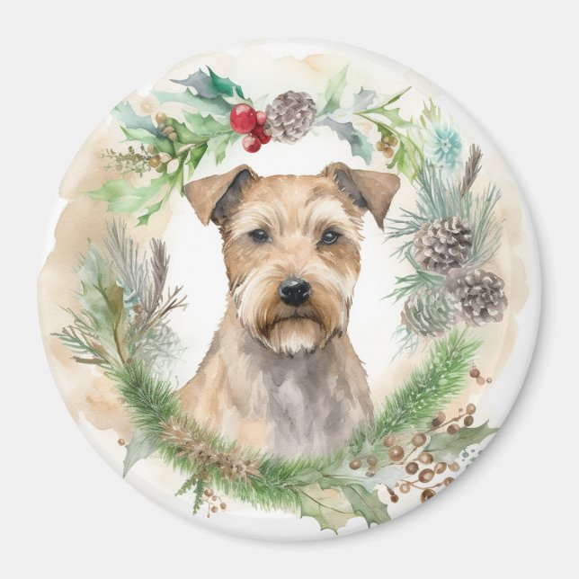 Aimant Couronne de Noël festive Terrier de la baie de Che (Devant)