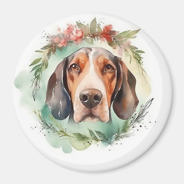 Aimant Couronne de Noël festive Treeing Walker (Devant)