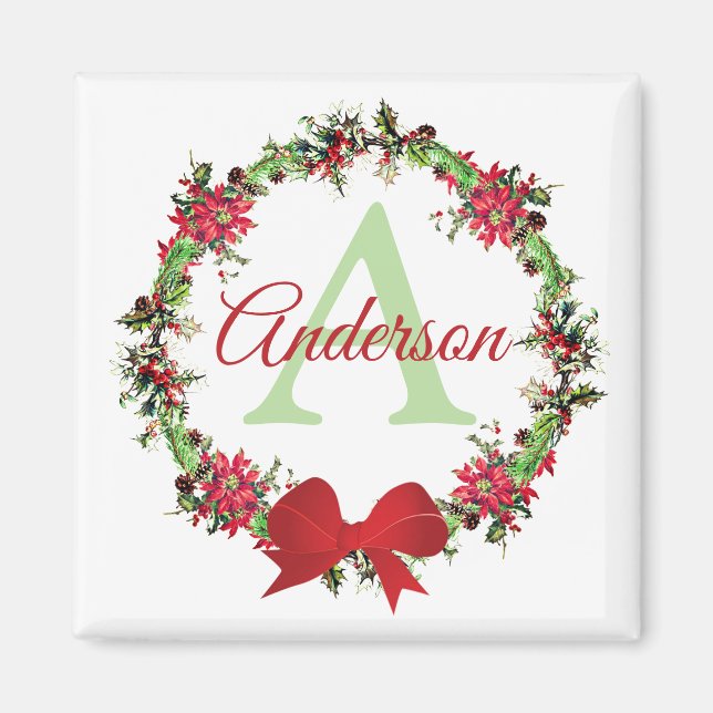 Aimant Couronne de Noël personnalisée  (Devant)