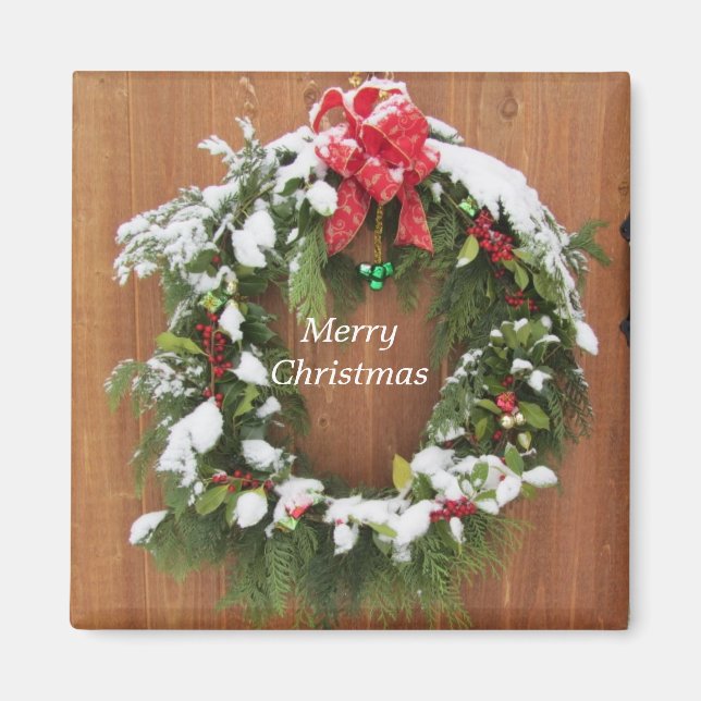 Aimant Couronne de Noël saupoudrée de neige (Devant)
