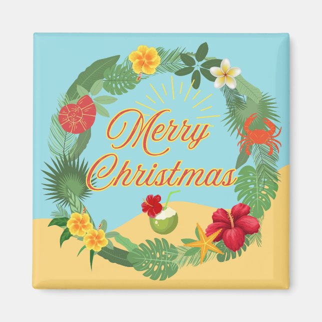 Aimant Couronne de Noël tropicale (Devant)