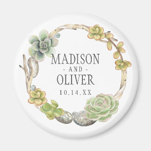 Aimant Couronne de succulents, de brindilles et de pierre