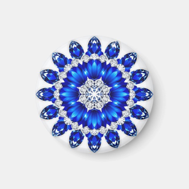 Aimant Couronne Élégante Ornée De Fleurs Bleues (Devant)