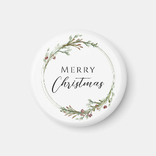 Aimant Couronne minimaliste de Noël blanc
