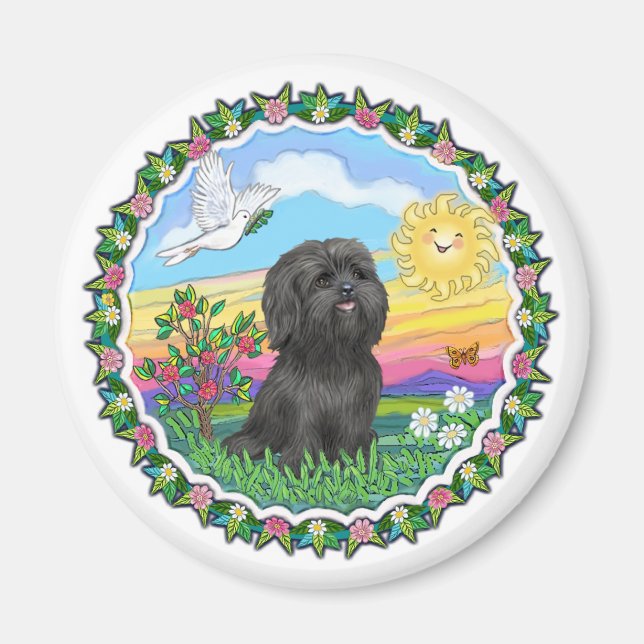 Aimant Couronne - Shih Tzu noir (Devant)